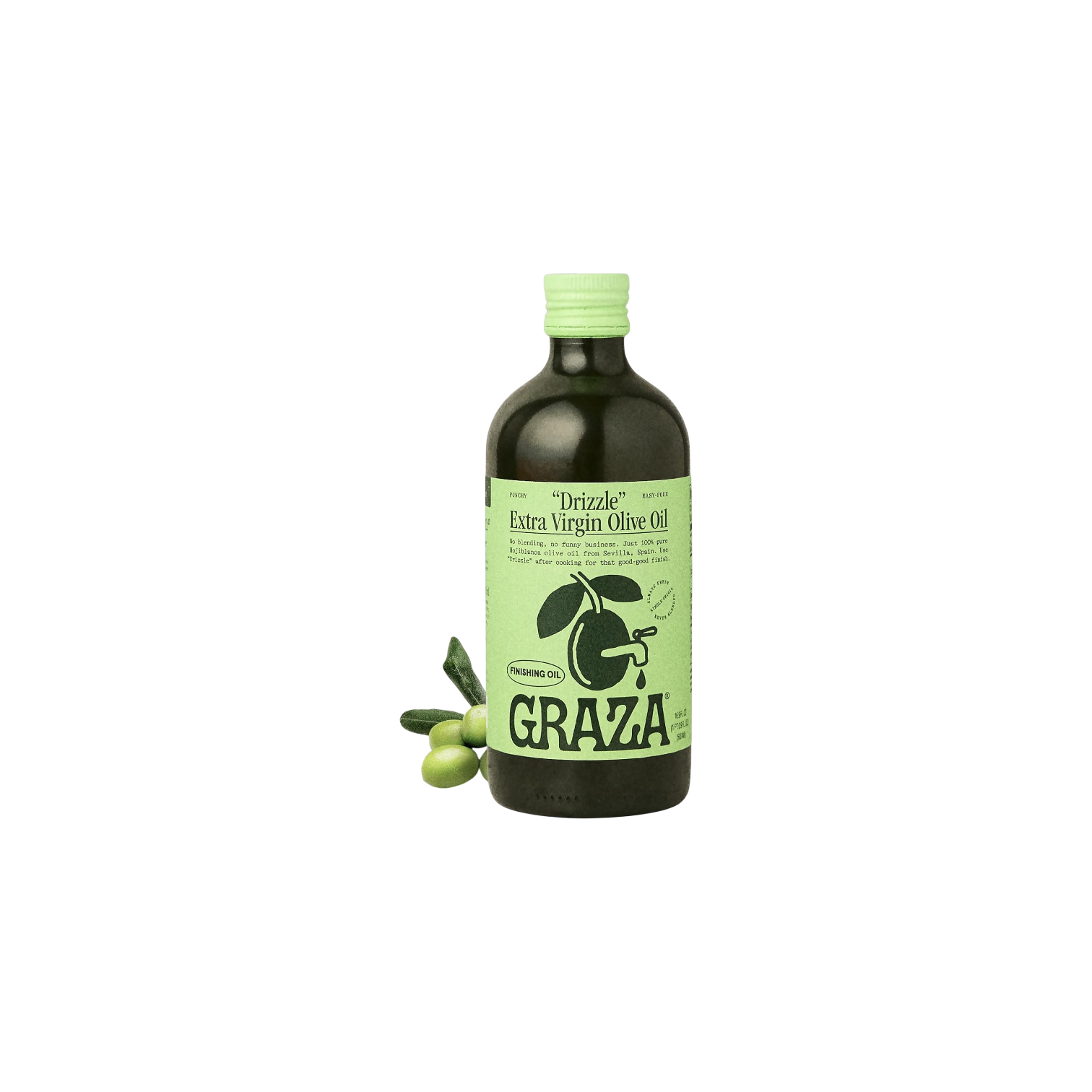 Finishing  Olive Oil in a Glass Bottle from Spain by Graza